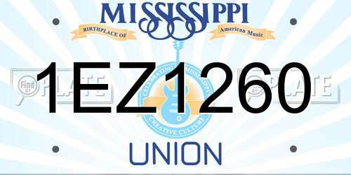 1EZ1260 Mississippi License Plate