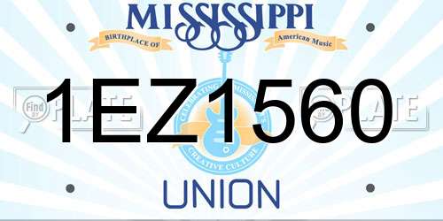 1EZ1560 Mississippi License Plate
