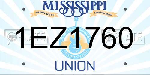 1EZ1760 Mississippi License Plate