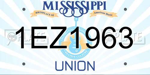1EZ1963 Mississippi License Plate