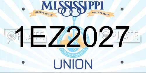 1EZ2027 Mississippi License Plate