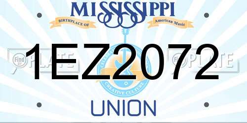 1EZ2072 Mississippi License Plate