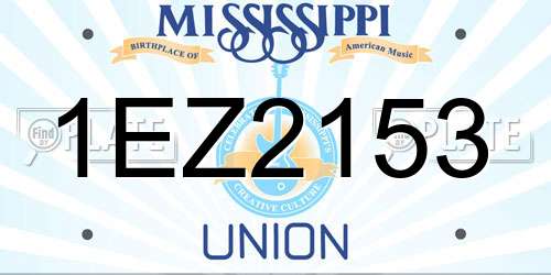1EZ2153 Mississippi License Plate