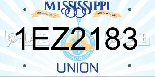 1EZ2183 Mississippi License Plate