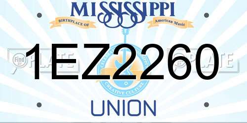 1EZ2260 Mississippi License Plate