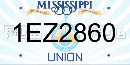 1EZ2860 Mississippi License Plate