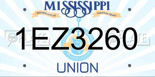 1EZ3260 Mississippi License Plate