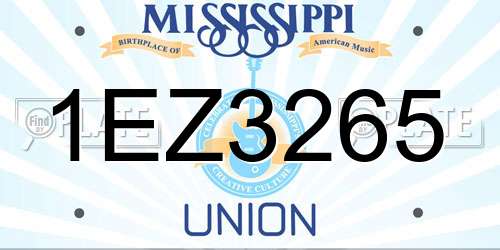 1EZ3265 Mississippi License Plate