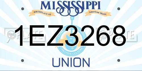 1EZ3268 Mississippi License Plate