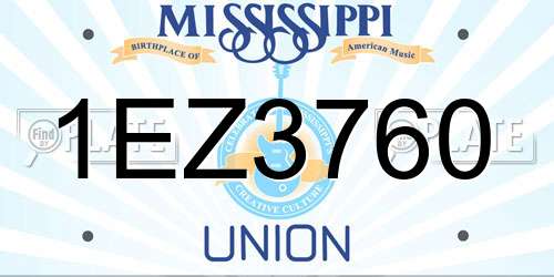 1EZ3760 Mississippi License Plate