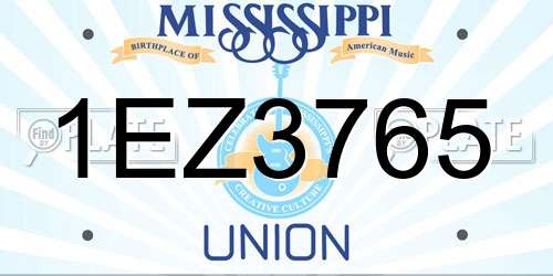 1EZ3765 Mississippi License Plate