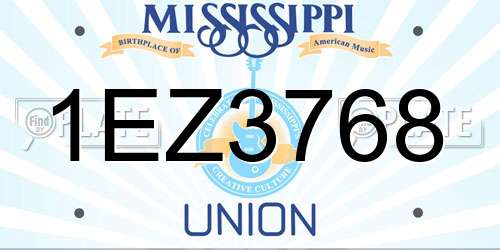 1EZ3768 Mississippi License Plate