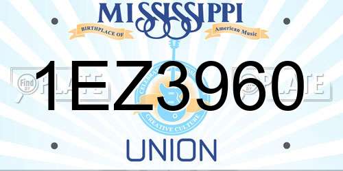 1EZ3960 Mississippi License Plate