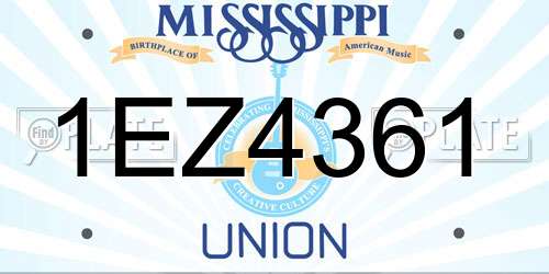 1EZ4361 Mississippi License Plate