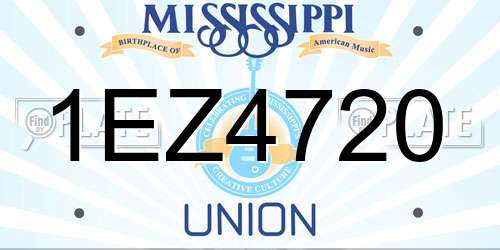 1EZ4720 Mississippi License Plate