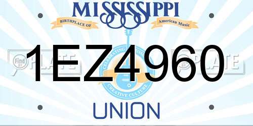 1EZ4960 Mississippi License Plate