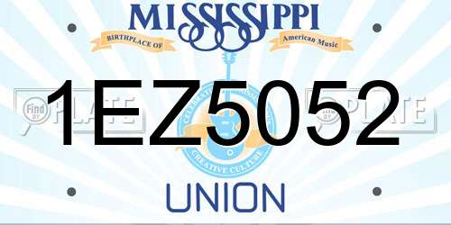 1EZ5052 Mississippi License Plate