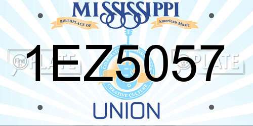 1EZ5057 Mississippi License Plate