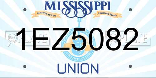 1EZ5082 Mississippi License Plate