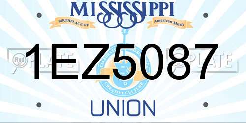 1EZ5087 Mississippi License Plate