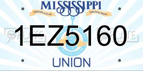 1EZ5160 Mississippi License Plate