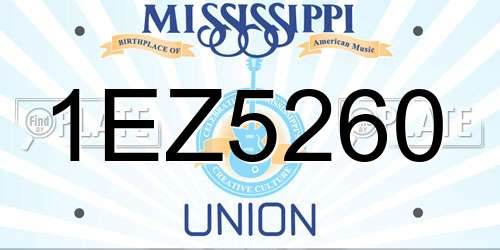 1EZ5260 Mississippi License Plate