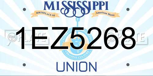 1EZ5268 Mississippi License Plate
