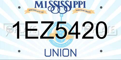 1EZ5420 Mississippi License Plate