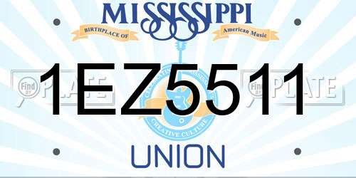 1EZ5511 Mississippi License Plate