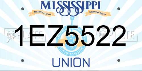 1EZ5522 Mississippi License Plate