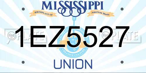 1EZ5527 Mississippi License Plate