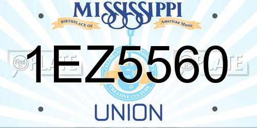 1EZ5560 Mississippi License Plate