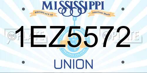 1EZ5572 Mississippi License Plate