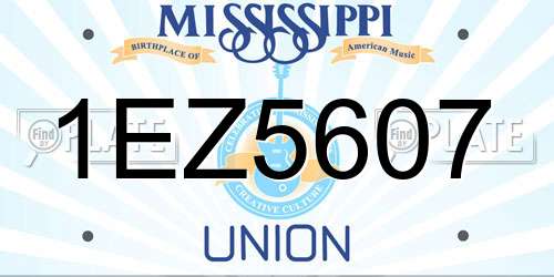 1EZ5607 Mississippi License Plate