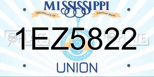 1EZ5822 Mississippi License Plate