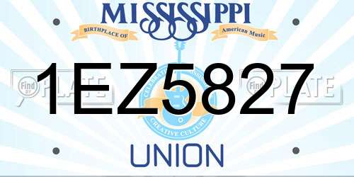 1EZ5827 Mississippi License Plate