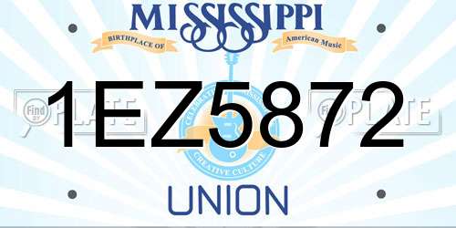 1EZ5872 Mississippi License Plate