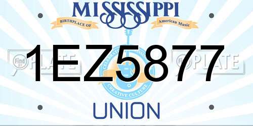 1EZ5877 Mississippi License Plate