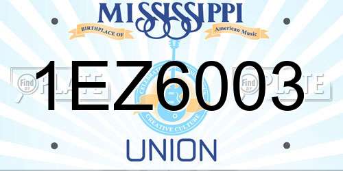 1EZ6003 Mississippi License Plate