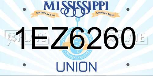 1EZ6260 Mississippi License Plate
