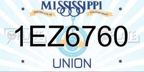 1EZ6760 Mississippi License Plate