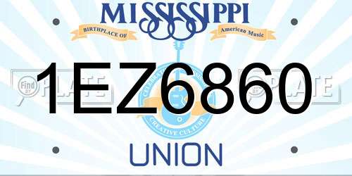 1EZ6860 Mississippi License Plate
