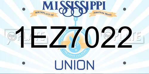 1EZ7022 Mississippi License Plate