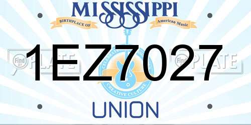 1EZ7027 Mississippi License Plate