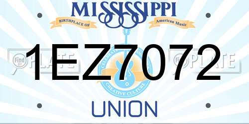 1EZ7072 Mississippi License Plate