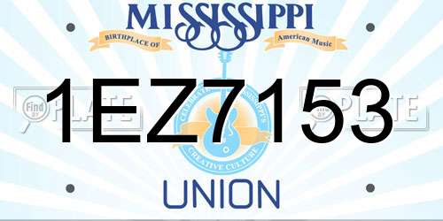 1EZ7153 Mississippi License Plate