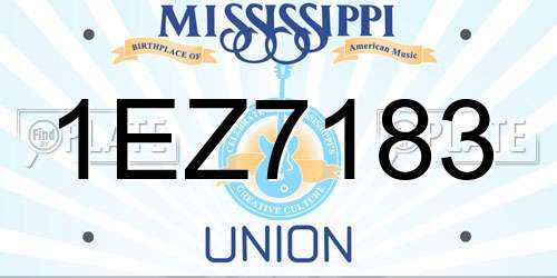 1EZ7183 Mississippi License Plate