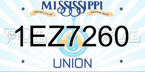 1EZ7260 Mississippi License Plate