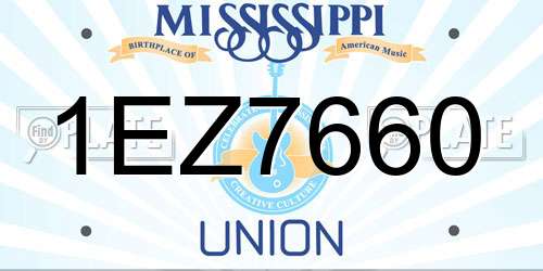 1EZ7660 Mississippi License Plate