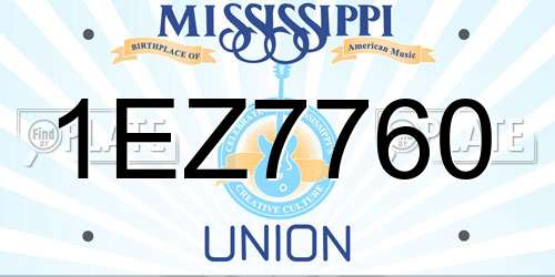 1EZ7760 Mississippi License Plate